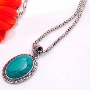 Fashion Necklce Oval Sunflower Green Stone Necklac